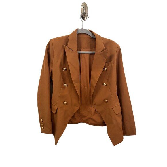 NWOT Boutique tan blazer size small with gold buttons - Picture 1 of 4